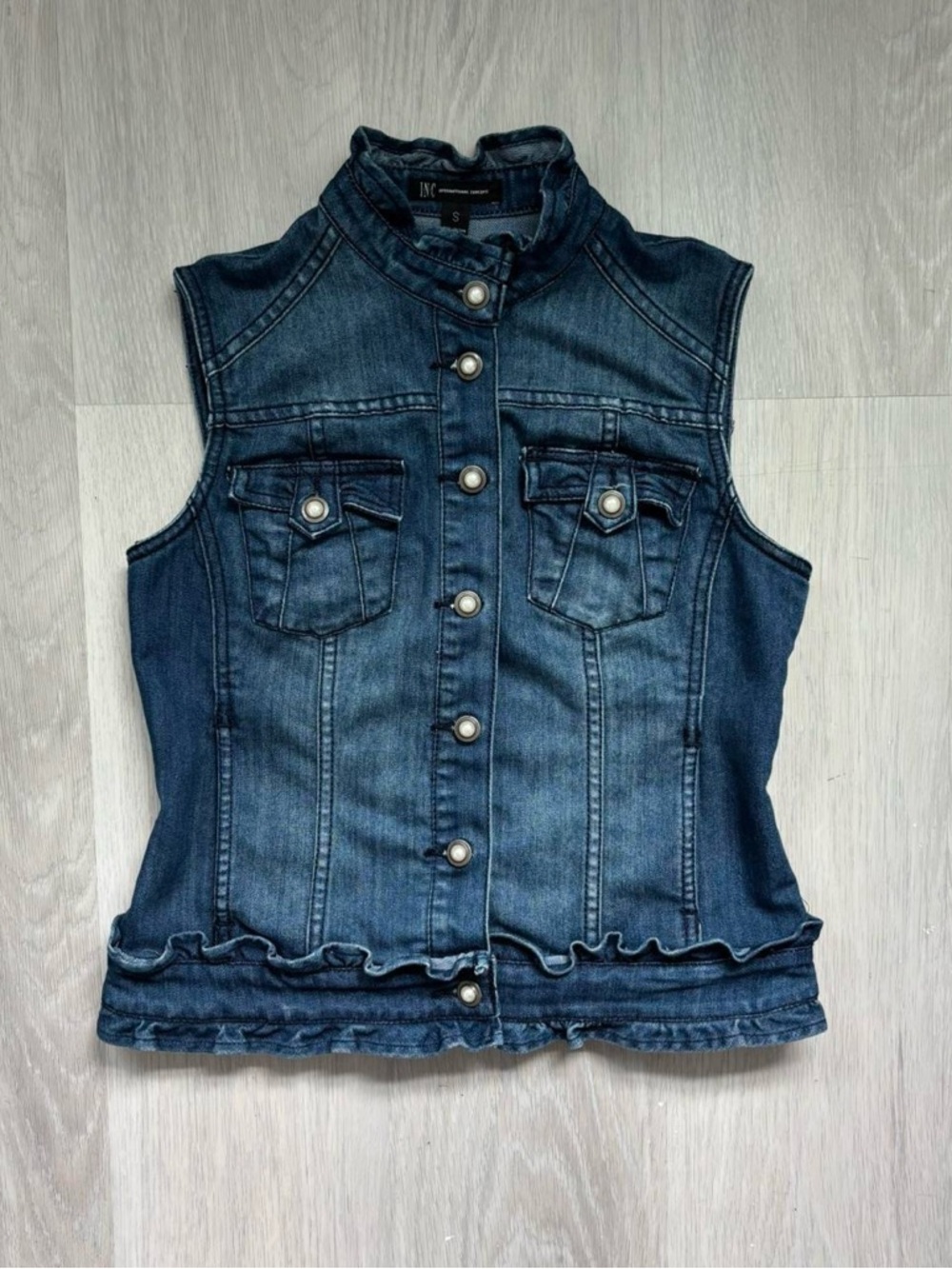vintage denim military vest by inc international concepts